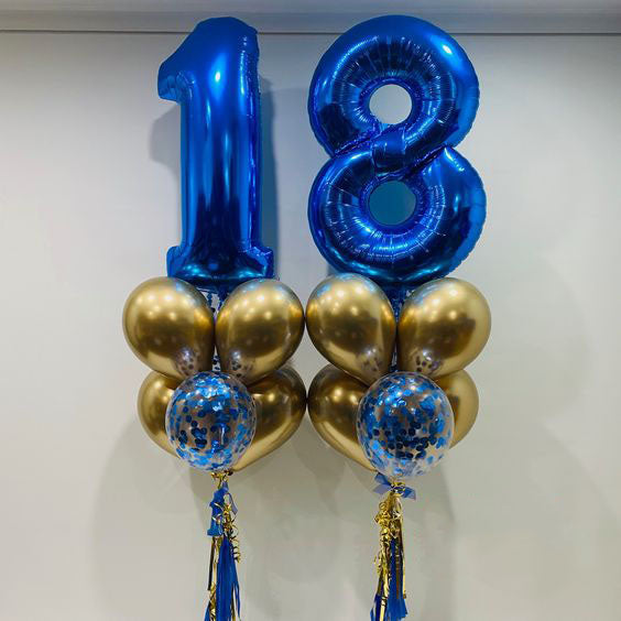 18th Number Chrome Balloon Bouquet