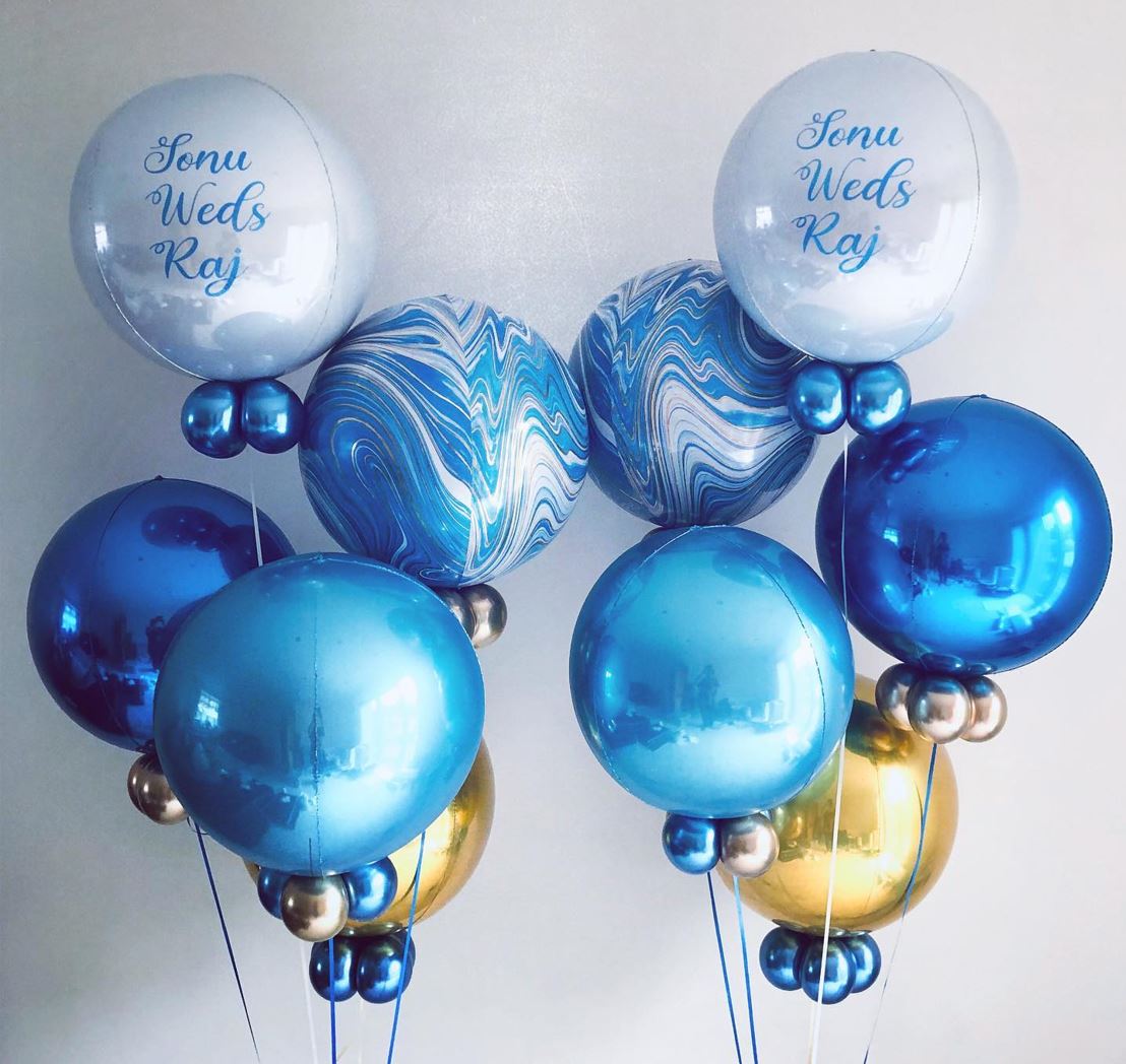 Blue And Gold ORBz Theme Balloon Bouquet