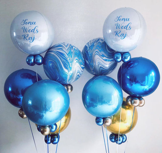 Blue And Gold ORBz Theme Balloon Bouquet