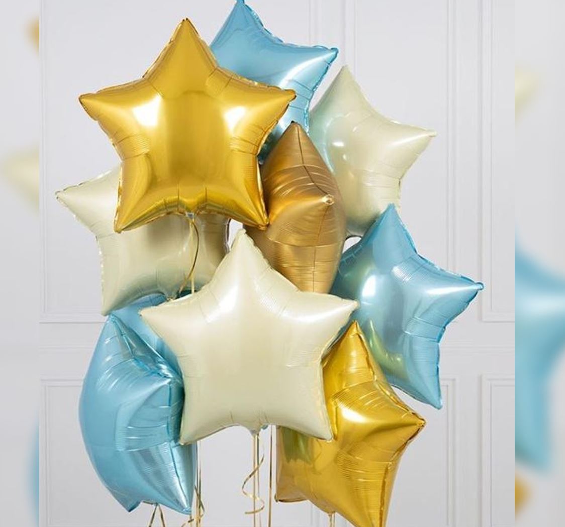Blue And Gold Star Theme Balloon Bouquet