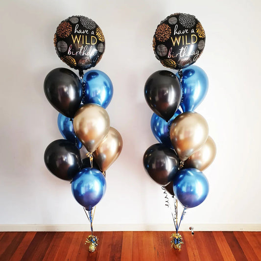 Blue And Gold Theme Wild Birthday Balloon Bouquet