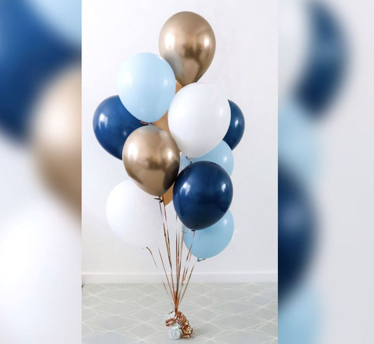 Blue And Gold Pastel Balloon Bunch