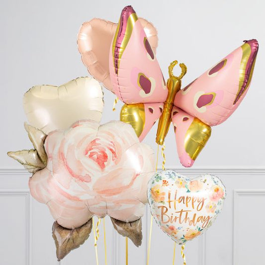 Butterfly Theme HBD Rose Balloon Bouquet