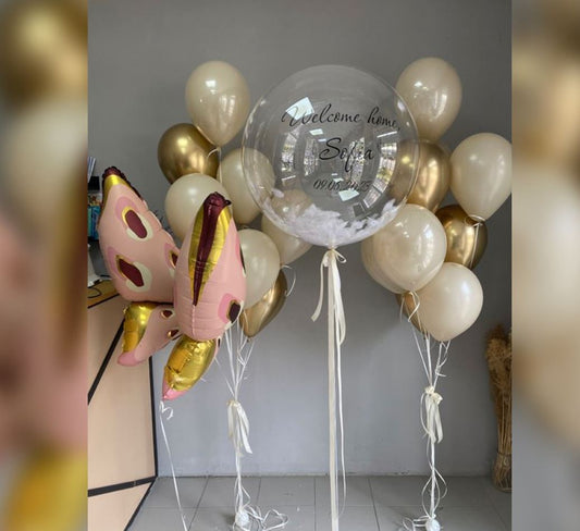 Butterfly Theme Personalized Bubble Balloon Bouquet