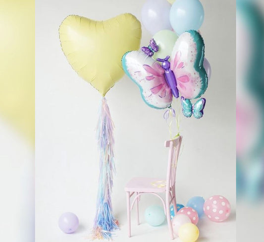 Butterfly Theme Supershape Heart Balloon Bouquet