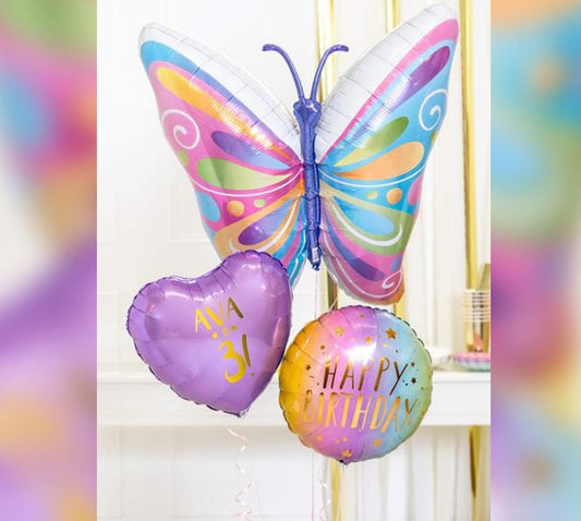 Butterfly HBD Rainbow Theme Balloon Bouquet