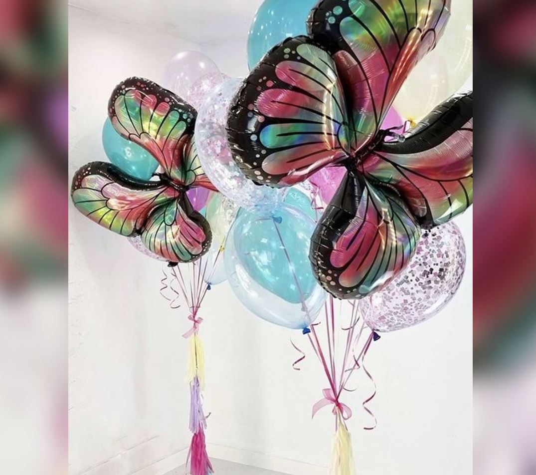 Butterfly Theme Confetti Balloon Bouquet