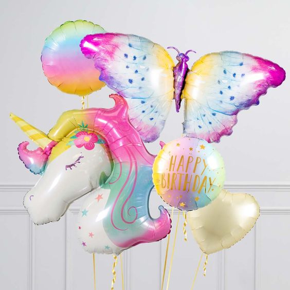 Unicorn And Butterfly HBD Balloon Bouquet