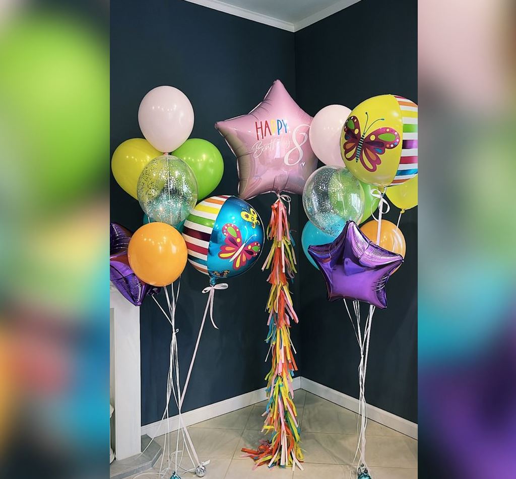 Butterfly Theme Personalized Star HBD Balloon Bouquet