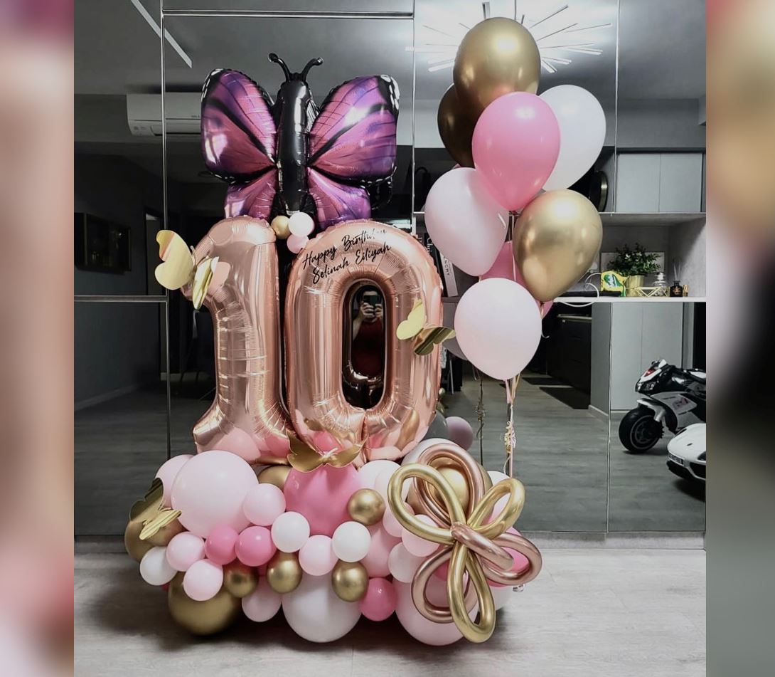 10th Birthday Butterfly Theme Balloon Bouquet