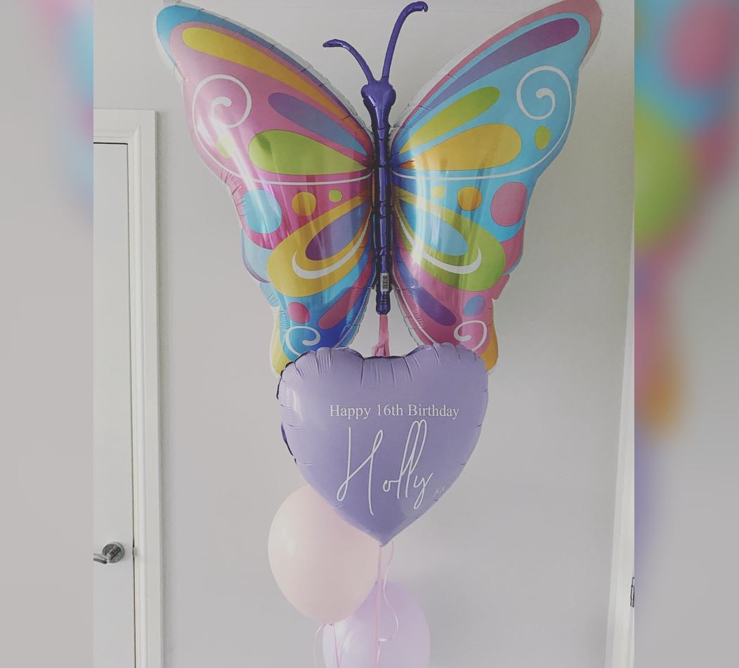 Personalized Heart Butterfly Balloon Bouquet