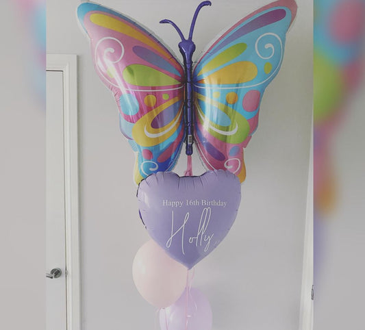 Personalized Heart Butterfly Balloon Bouquet