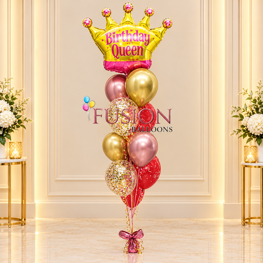 Birthday Queen Glitter Balloons Bouquet