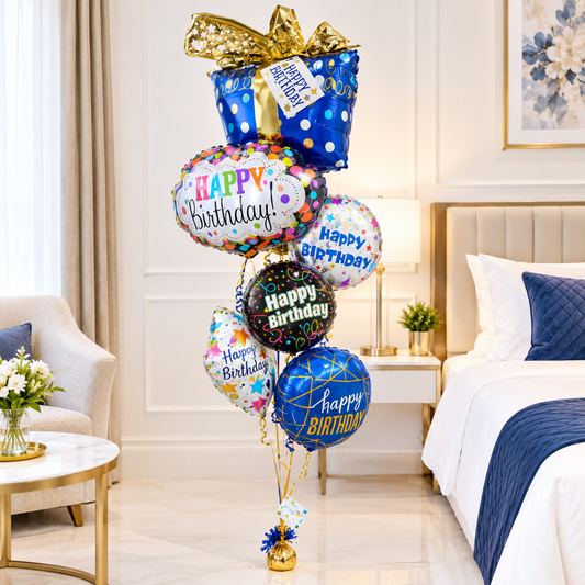 Happy Birthday Gift Balloons Bouquet