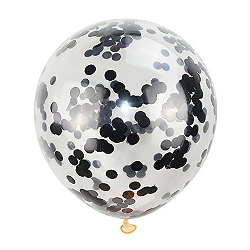 Party Ballooon Black  Confetti Latex Balloons-50CT