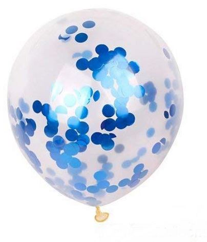 Party Ballooon Blue Confetti Latex Balloons-50CT