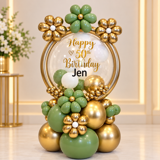Olive Green  and Gold Personalized Bubble Stacks