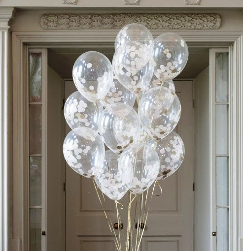 Party Balloon White Confetti Balloons Bunch