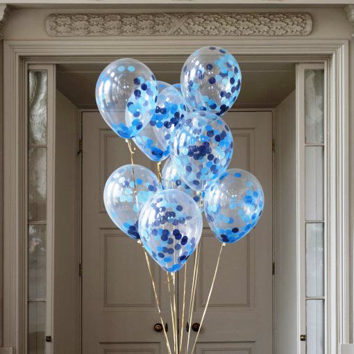 Party Balloon Light &amp; Dark Blue Confetti Balloons Bunch