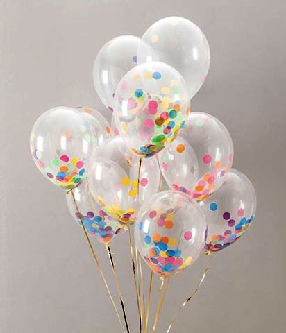 Party Balloon Rainbow Bright confetti Helium Balloons Bunch