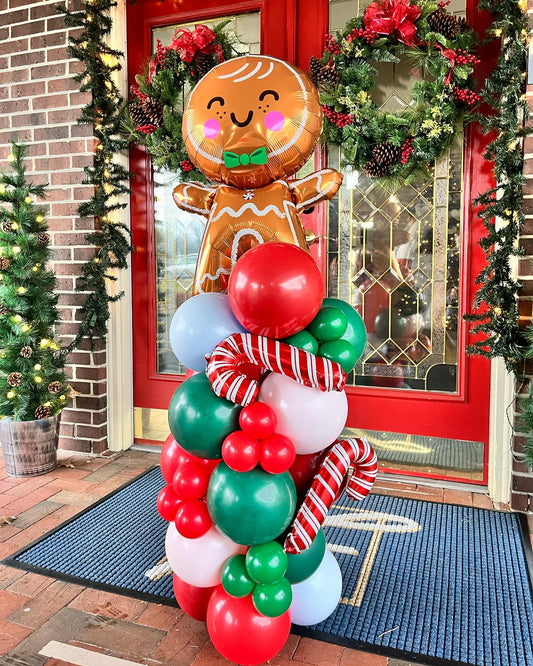 Christmas Theme Gingerbread And Candy Cane Cluster Balloon Bouquet