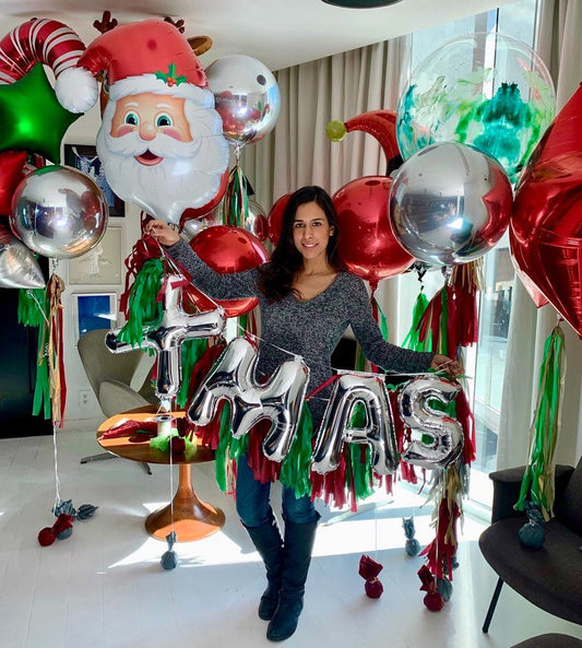 Christmas Theme Santa Head And XMAS Balloon Bouquet
