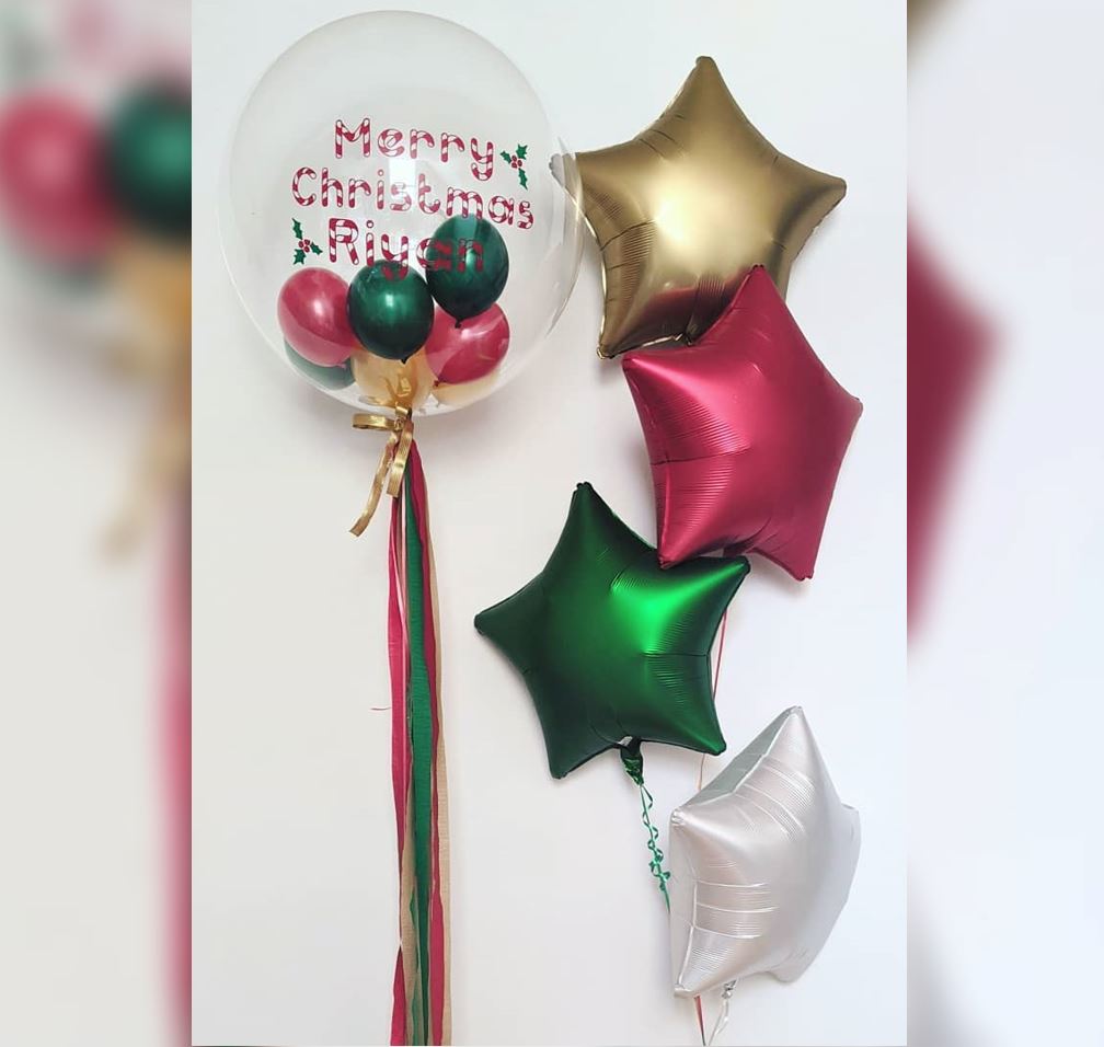 Merry Christmas Personalized Balloon Bouquet