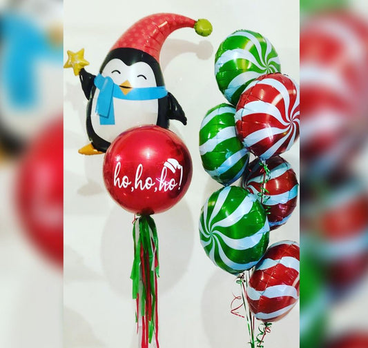 Christmas Theme Elfin Penguin Balloon Bouquet