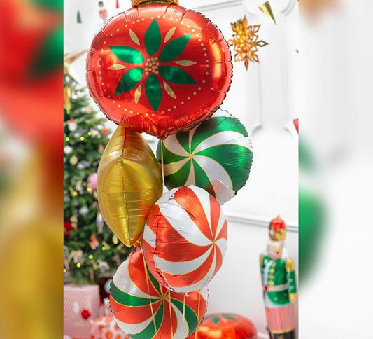 Christmas Theme Candy Swirl Balloon Bouquet