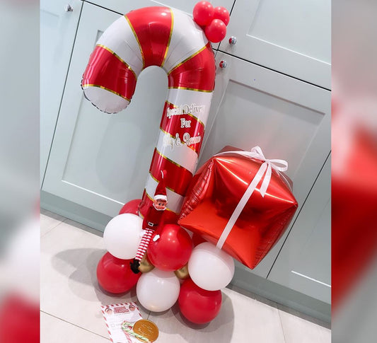 Christmas Theme Candy Cane Cluster Balloon Bouquet