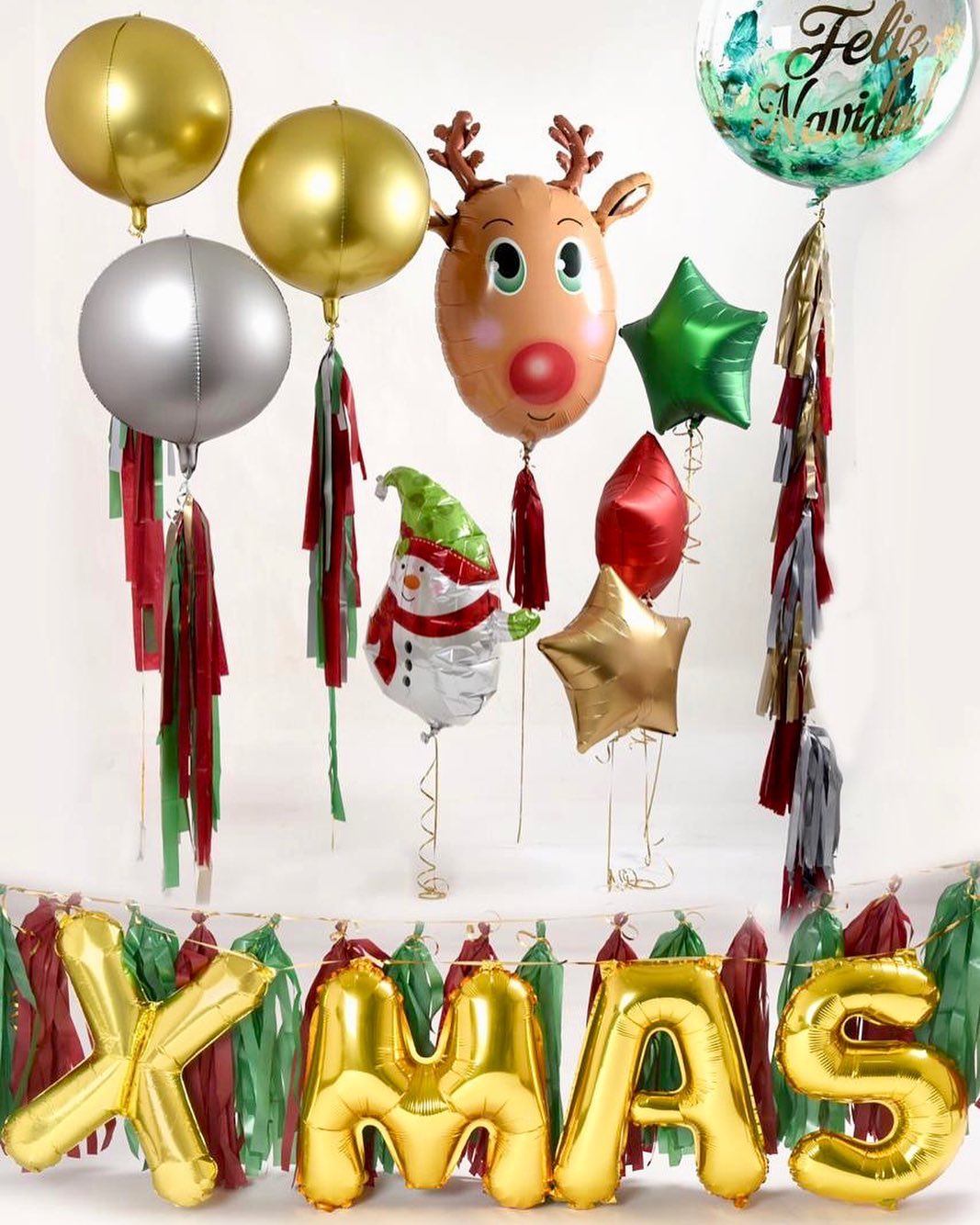 Christmas Theme  Deer And Snowman Balloon Bouquet