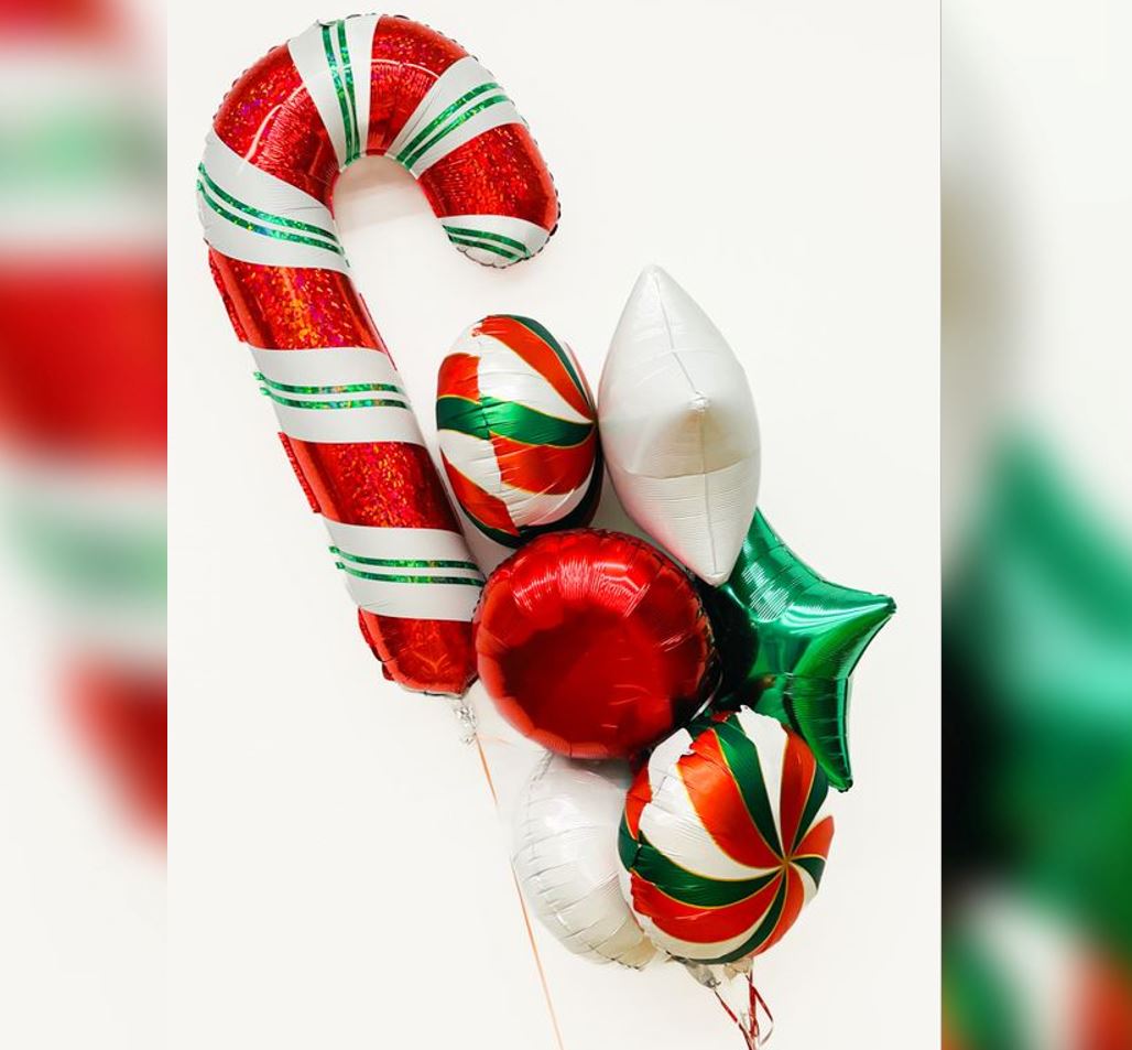 Christmas Theme Holiday Candy Cane Balloon Bouquet