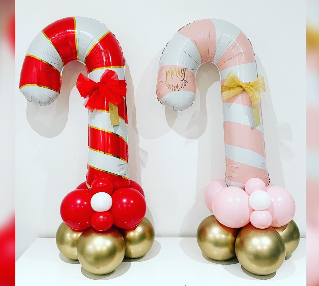 Holiday Candy Cane Theme Cluster Balloon Bouquet