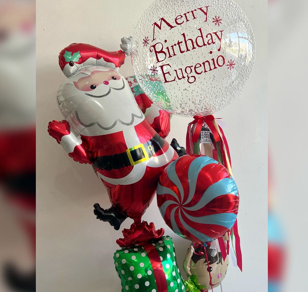 Christmas Santa Personalized Bubble Balloon Bouquet