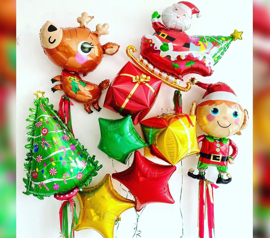 Christmas Theme Starry , Elf , Tree And Dear Balloon Bouquet