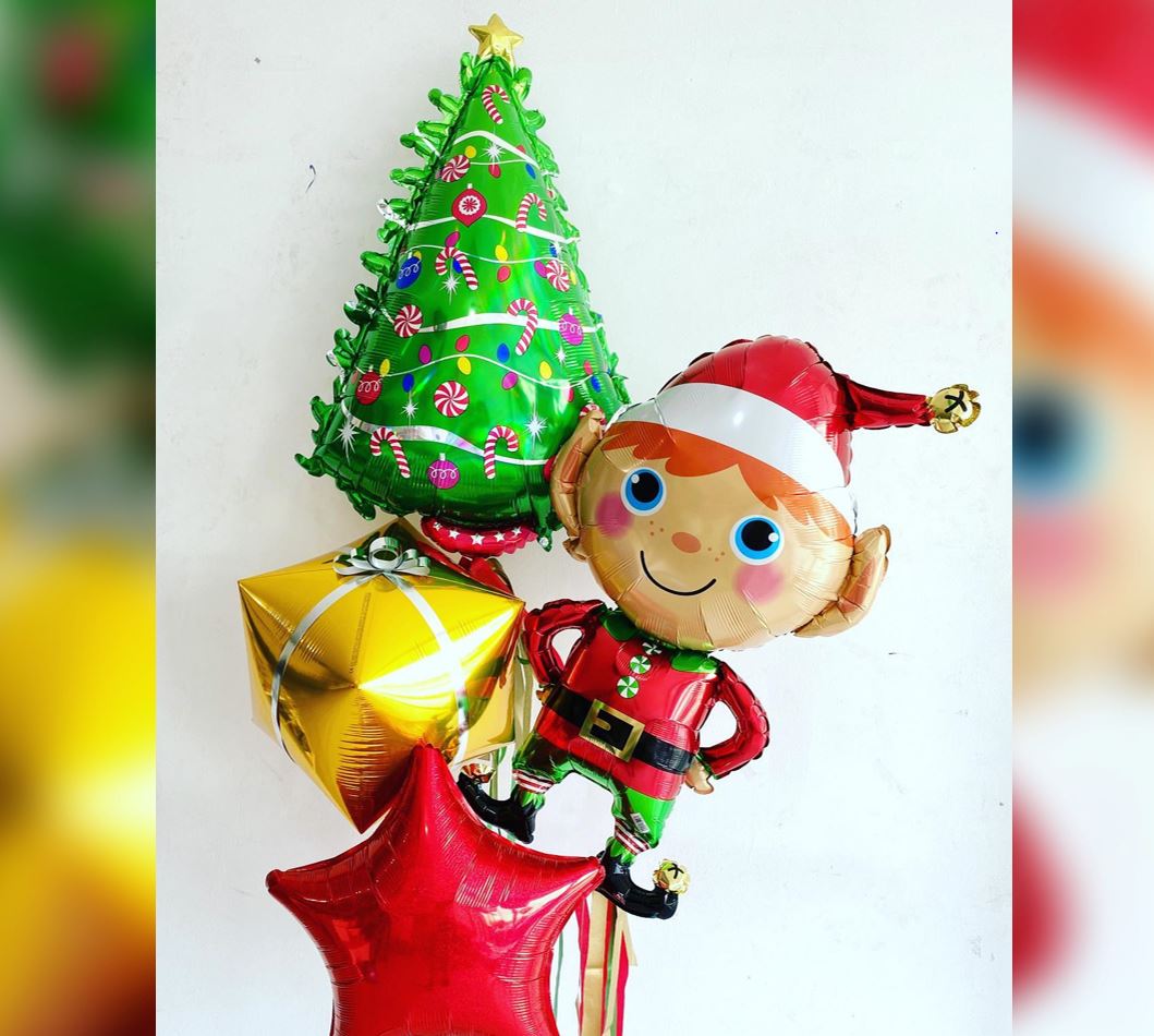 Christmas Elf And Tree Balloon Bouquet