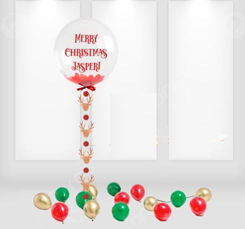Meery Christmas Perosnalised Bubble Balloon Bouquet
