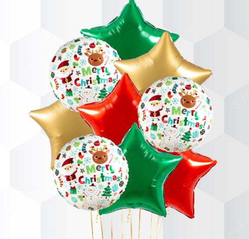 Merry Christmas Star Foil Balloon Bouquet