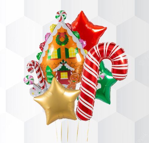 GingerBread House Candy Cane Balloon Bouquet