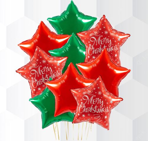 Meery Christmas Star Foil Balloon Bouquet