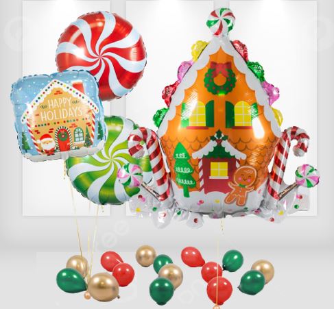 Christmas GingerBread Balloon Bouquet