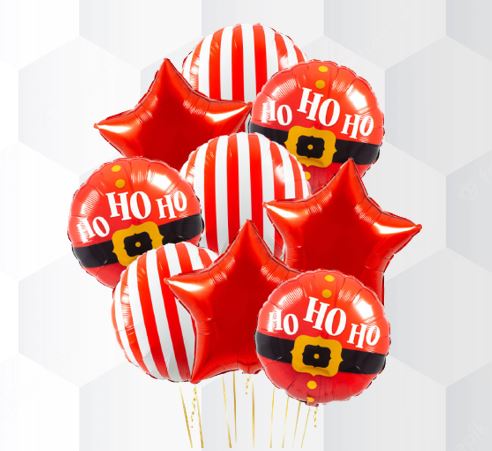 "Ho Ho Ho" Round Foil Star Balloon Bouquet