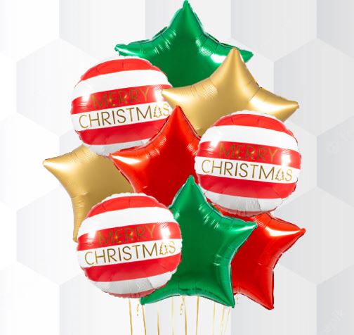 Merry Christmas Round Foil Balloon Bouquet