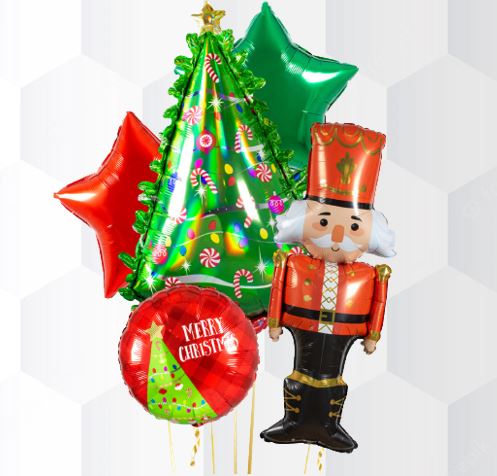Christmas Nutcracker & Tree Balloon Bouquet