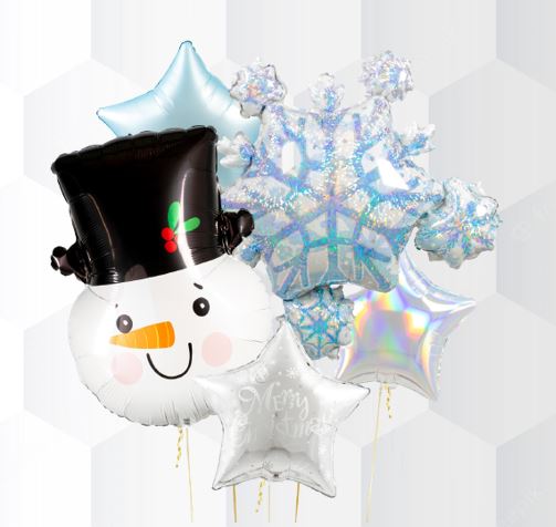 Christmas Snowman & Snowflake Balloon Bouquet