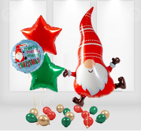 Christmas Santa And Round Foil Balloon Bouquet
