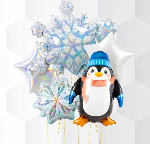 Penguin Snowflake Foil Balloon Bouquet