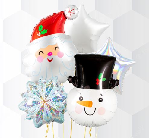 Christmas Santa & Snowman Head Balloon Bouquet