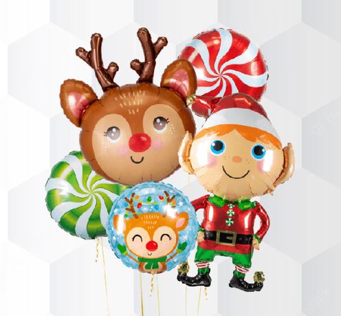 Christmas Deer & Elf Balloon Bouquet