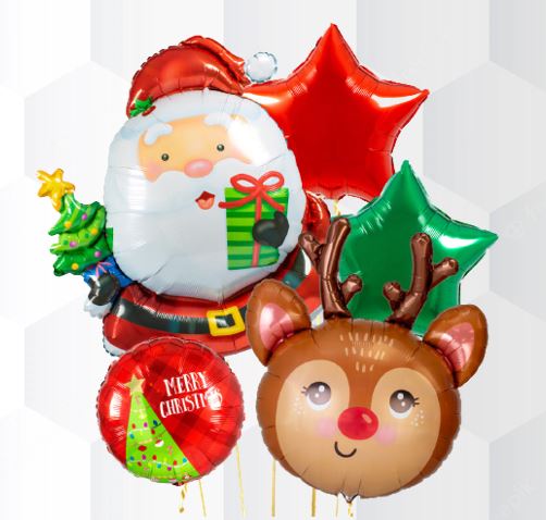 Christmas Deer & Santa Balloon Bouquet